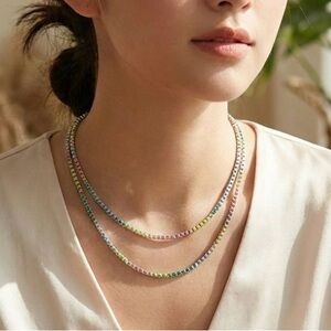 Colorful Chain Necklace | Platinum Plated | Luxury Jewelry